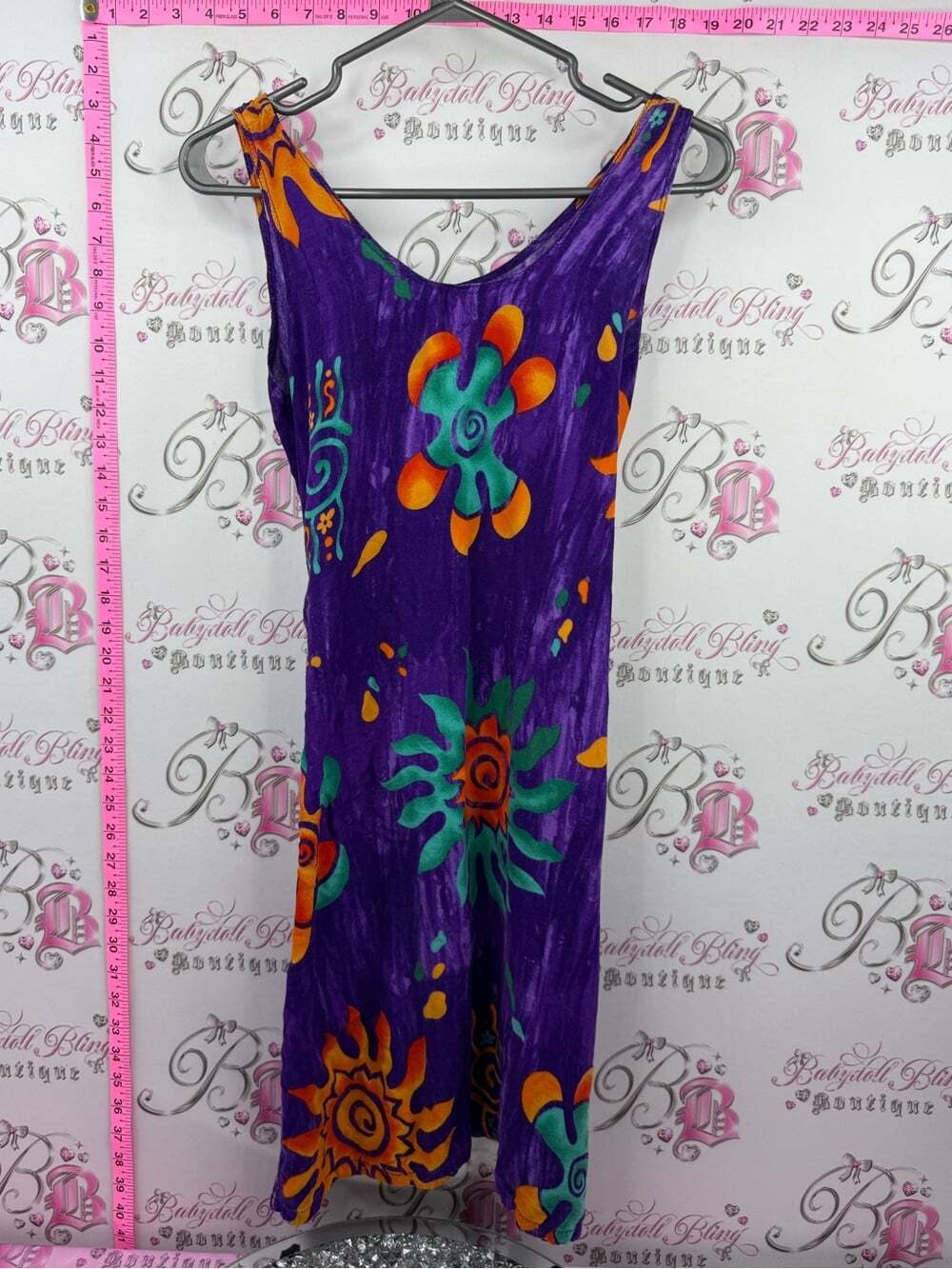 dress tie dye swirls y2k Purple Sunburst Summer Dress with Orange & Teal Print